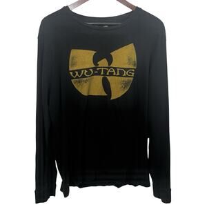 WU-TANG T-Shirt Long Sleeve Large Lucky Brand Yellow Black Cash Rap Streetwear